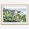 Cactus wall art of Kauai coast with ocean waves and tropical greenery.
