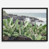 Cactus wall art of Kauai coast with ocean waves and tropical greenery.