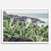 Cactus wall art of Kauai coast with ocean waves and tropical greenery.