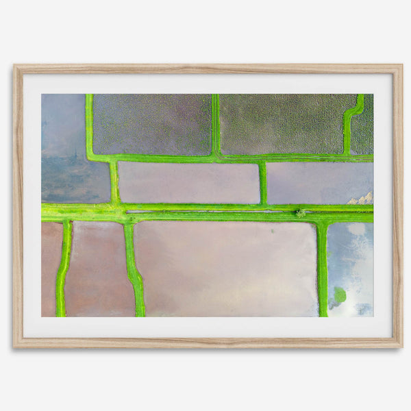 Aerial view of colorful taro field patchwork in Hanalei, Hawaii. This captivating fine art print offers a unique modern perspective, perfect for sparking conversation and adding a touch of nature&#39;s beauty to your home or office.