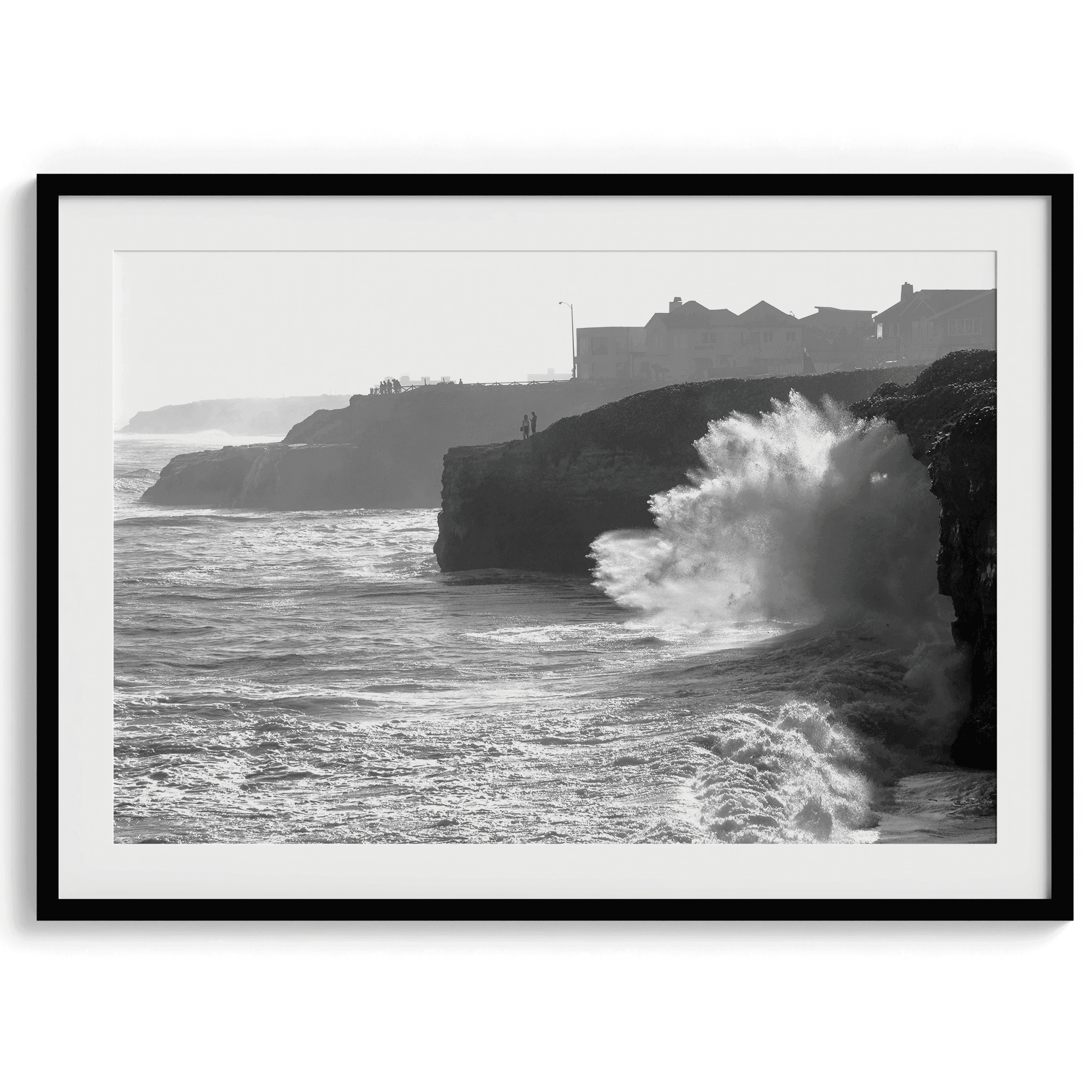 Black and White Ocean Fine Art Photography Print - California Santa Cruz Beach Wall Art Framed or Unframed Poster for Home Decor