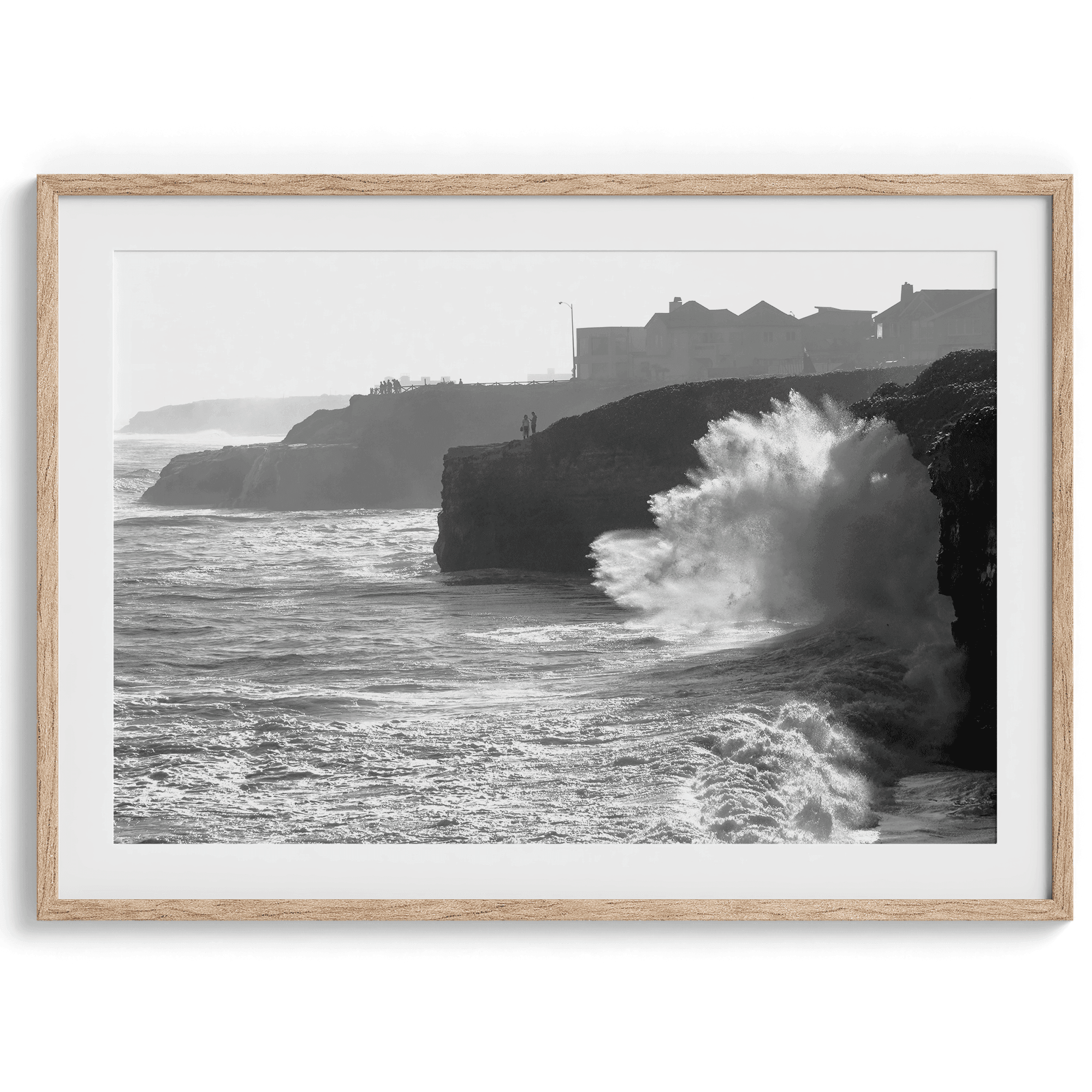 Black and White Ocean Fine Art Photography Print - California Santa Cruz Beach Wall Art Framed or Unframed Poster for Home Decor