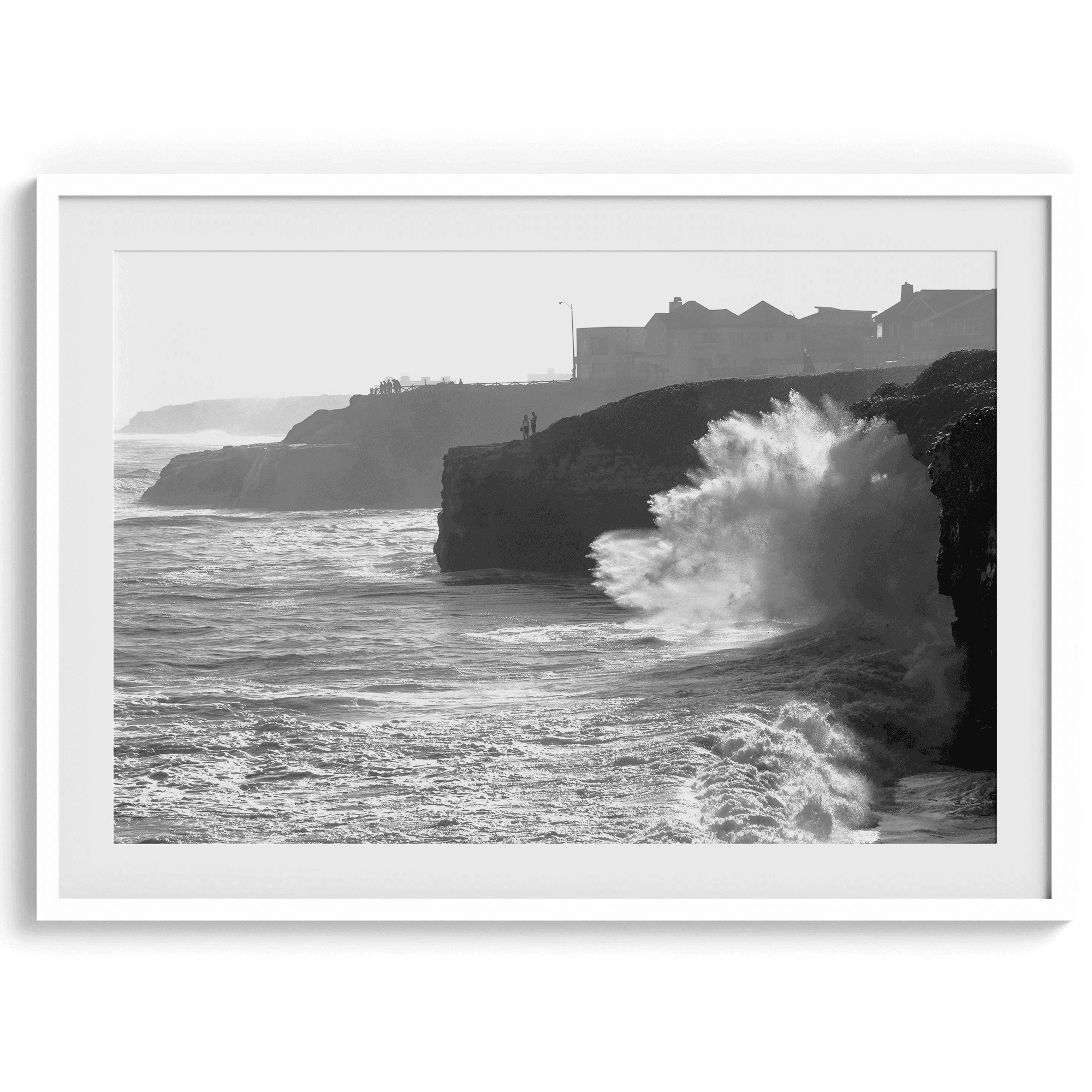 Black and White Ocean Fine Art Photography Print - California Santa Cruz Beach Wall Art Framed or Unframed Poster for Home Decor