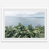 Tropical ocean view with lush green foliage overlooking the Pacific from Kauai, captured in fine art photography.