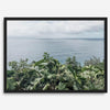 Tropical ocean view with lush green foliage overlooking the Pacific from Kauai, captured in fine art photography.
