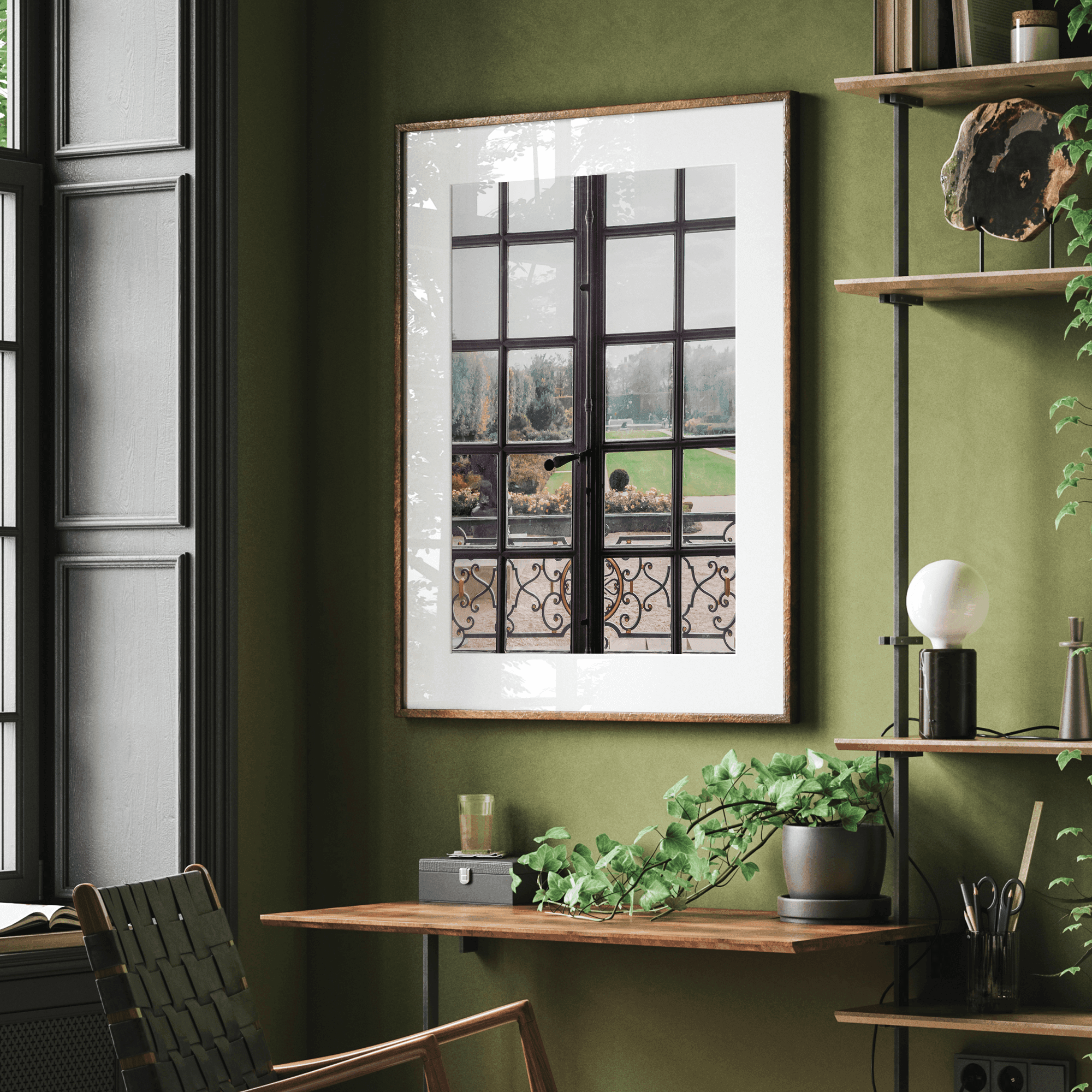 Step into the charm of Parisian life with this fine art Parisian window photo print. Hanging this framed photo on your wall is like adding an enchanting window into the life of Paris in the fall.