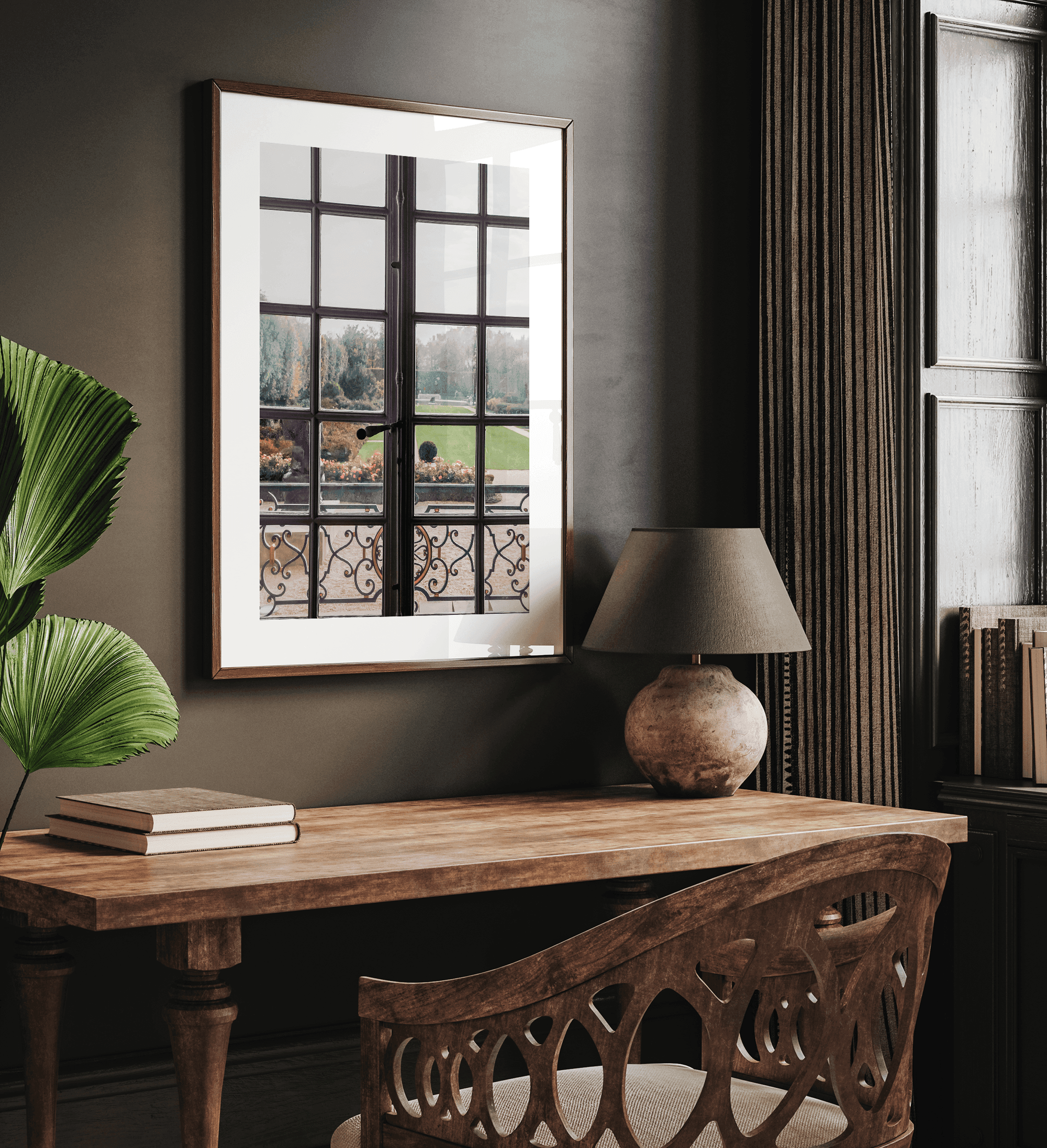 Step into the charm of Parisian life with this fine art Parisian window photo print. Hanging this framed photo on your wall is like adding an enchanting window into the life of Paris in the fall.