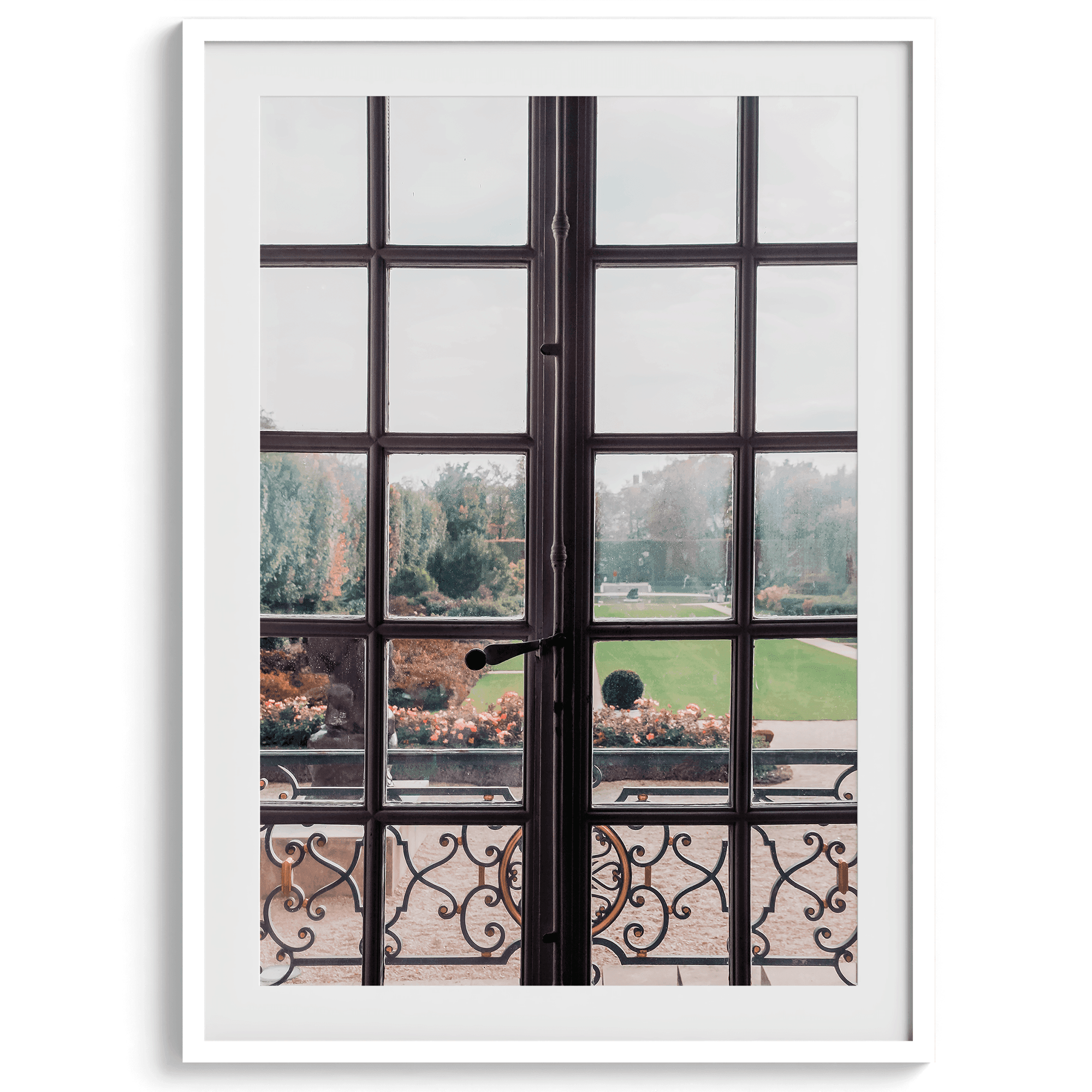 Step into the charm of Parisian life with this fine art Parisian window photo print. Hanging this framed photo on your wall is like adding an enchanting window into the life of Paris in the fall.