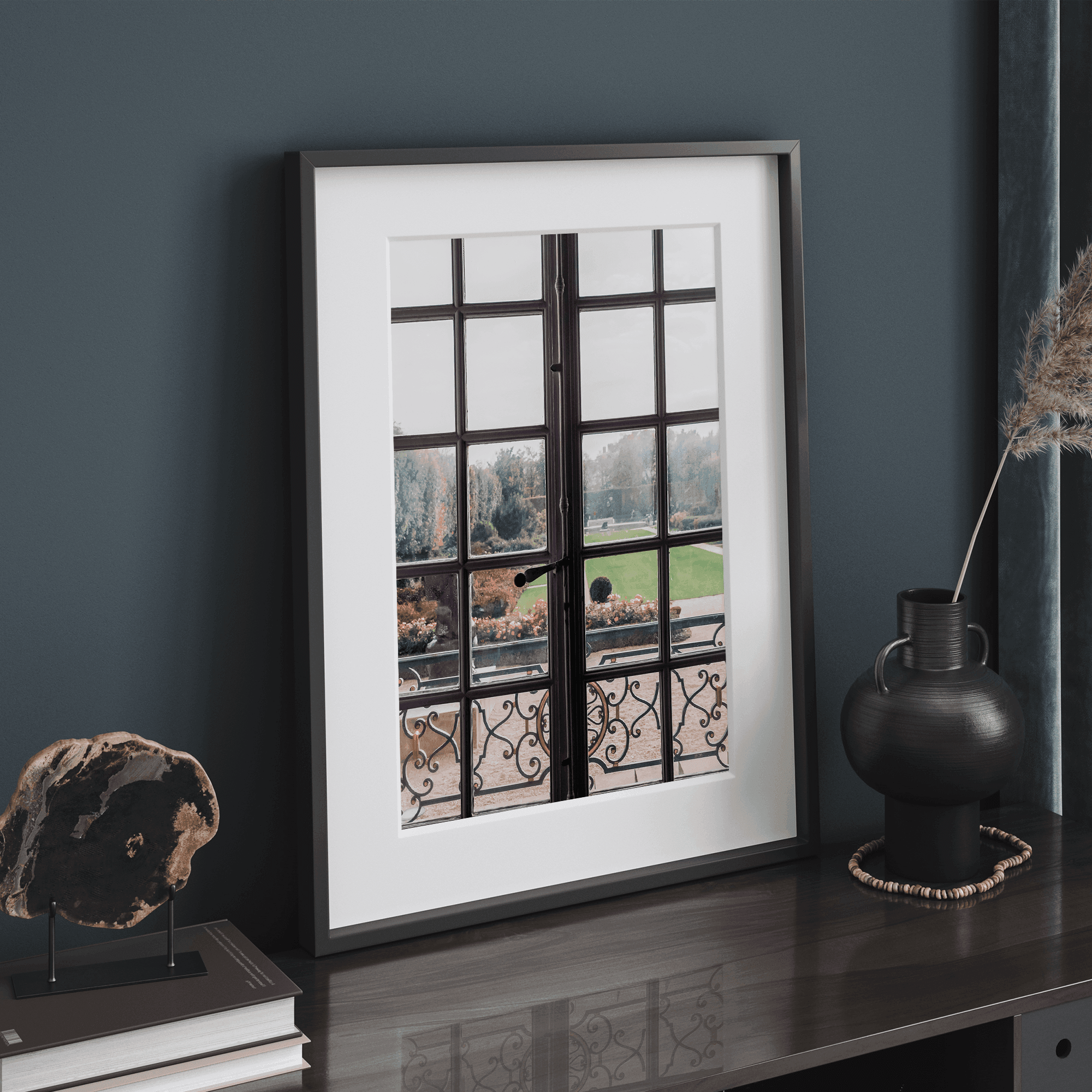 Step into the charm of Parisian life with this fine art Parisian window photo print. Hanging this framed photo on your wall is like adding an enchanting window into the life of Paris in the fall.