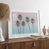 Pink Sunset Beach Palm Tree Fine Art Print - Minimalist Palm Trees Wall Art, Beach Photography Art Print, Coastal Home Decor