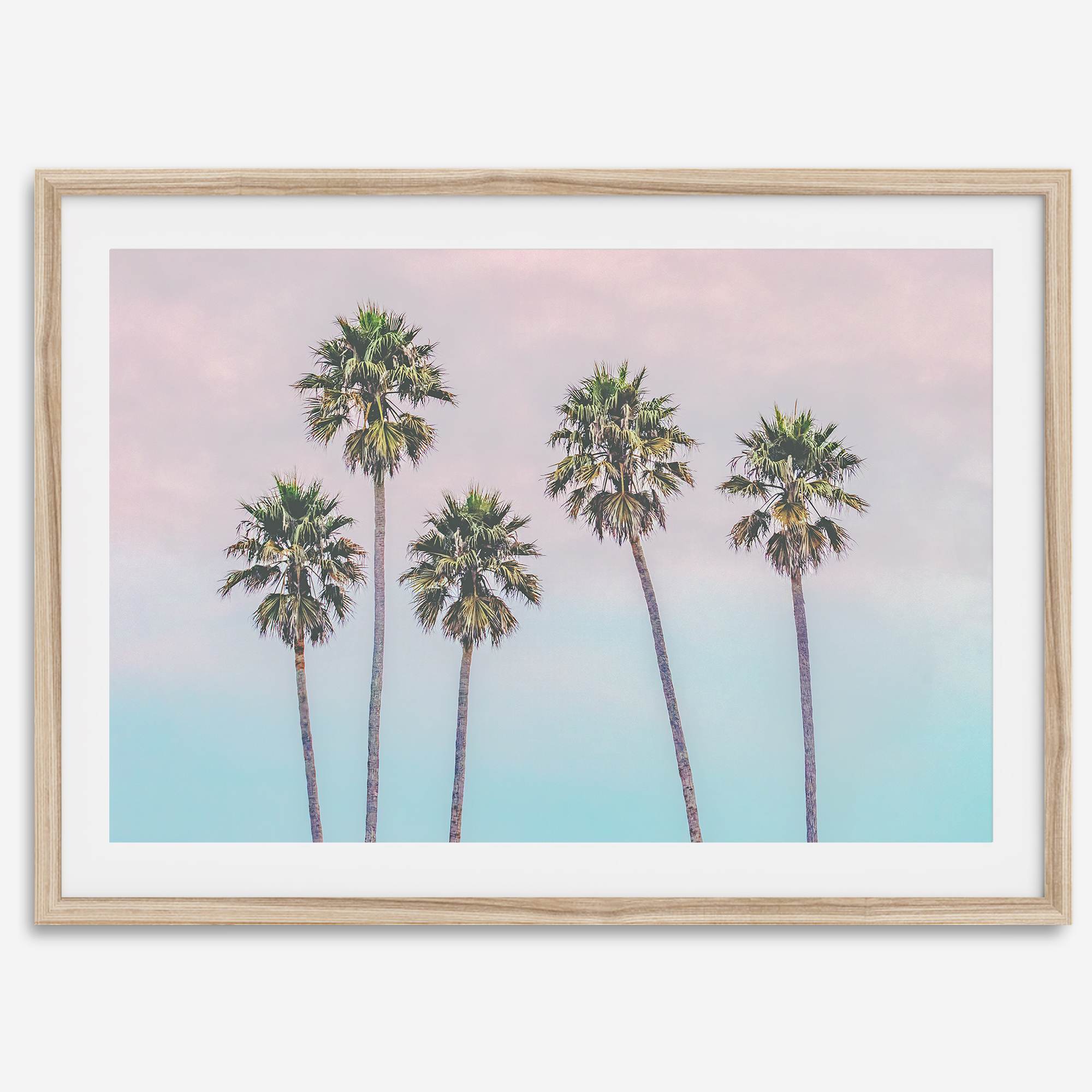 Pink Sunset Beach Palm Tree Fine Art Print - Minimalist Palm Trees Wall Art, Beach Photography Art Print, Coastal Home Decor