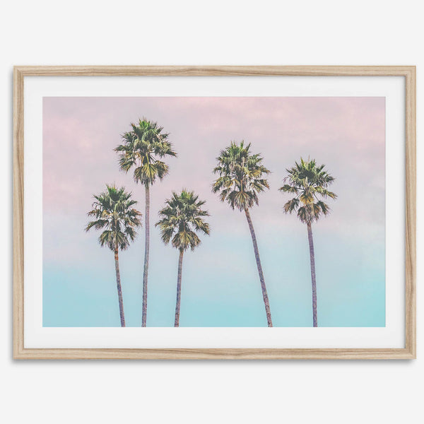 Pink Sunset Beach Palm Tree Fine Art Print - Minimalist Palm Trees Wall Art, Beach Photography Art Print, Coastal Home Decor