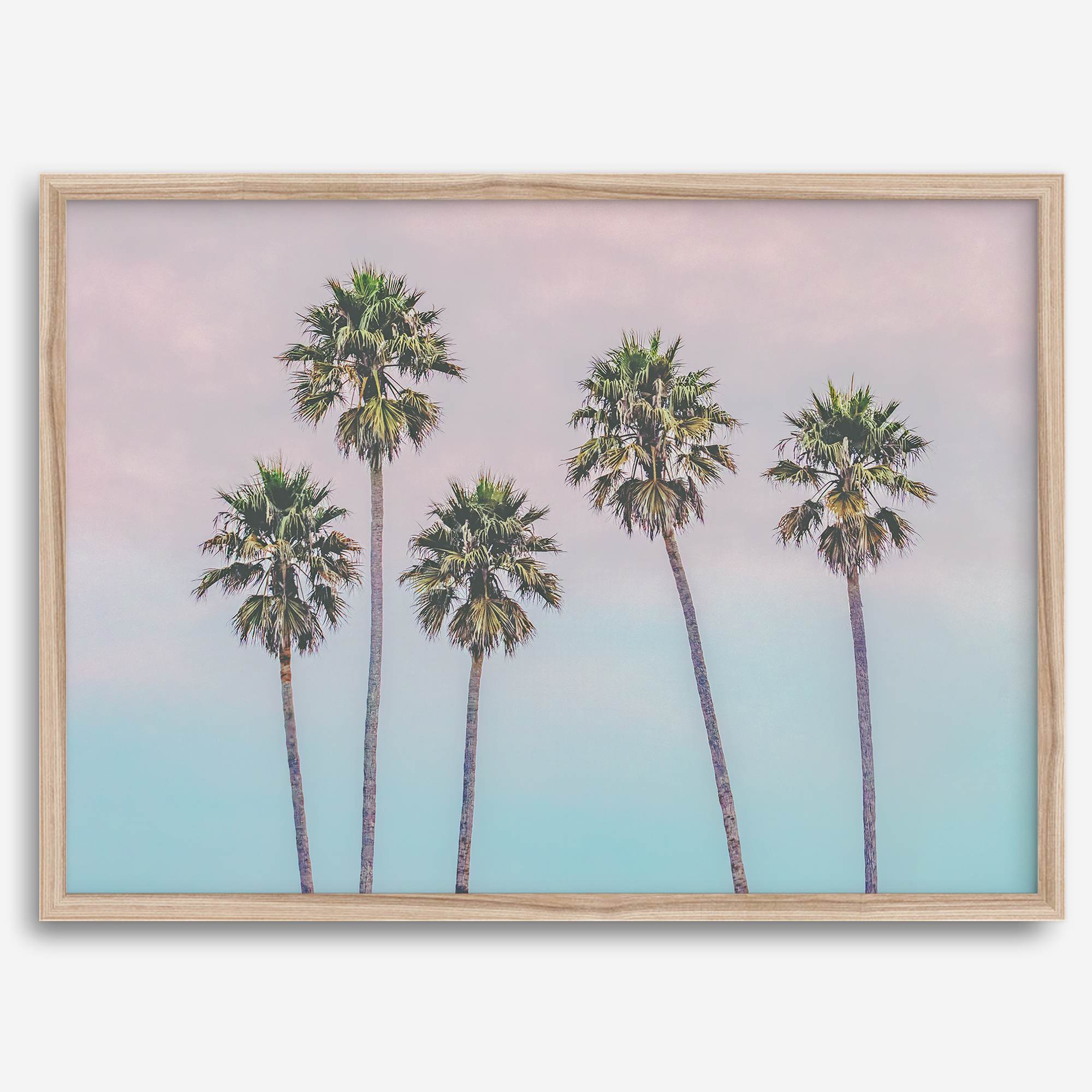 Pink Sunset Beach Palm Tree Fine Art Print - Minimalist Palm Trees Wall Art, Beach Photography Art Print, Coastal Home Decor