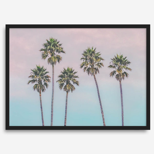 Pink Sunset Beach Palm Tree Fine Art Print - Minimalist Palm Trees Wall Art, Beach Photography Art Print, Coastal Home Decor