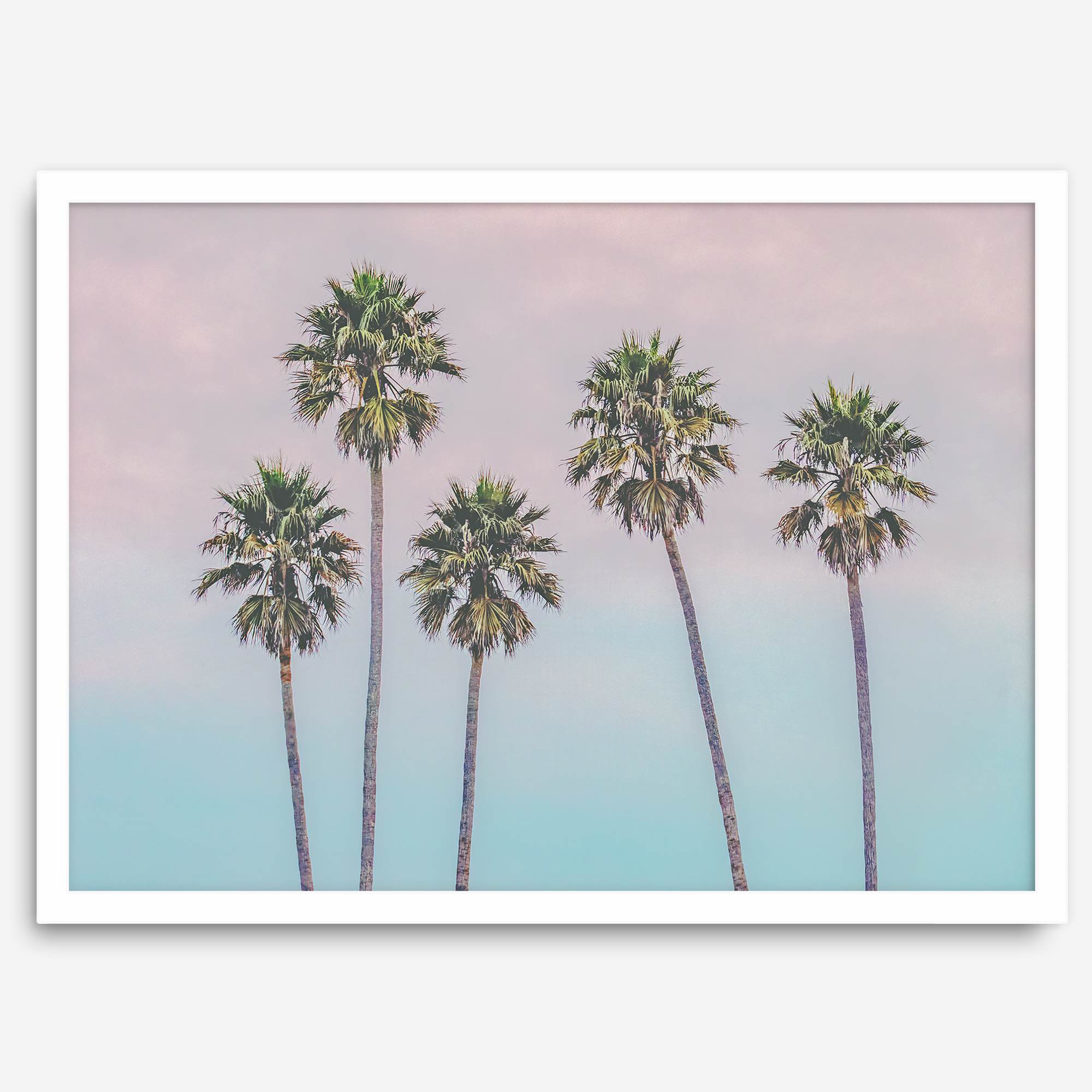 Pink Sunset Beach Palm Tree Fine Art Print - Minimalist Palm Trees Wall Art, Beach Photography Art Print, Coastal Home Decor