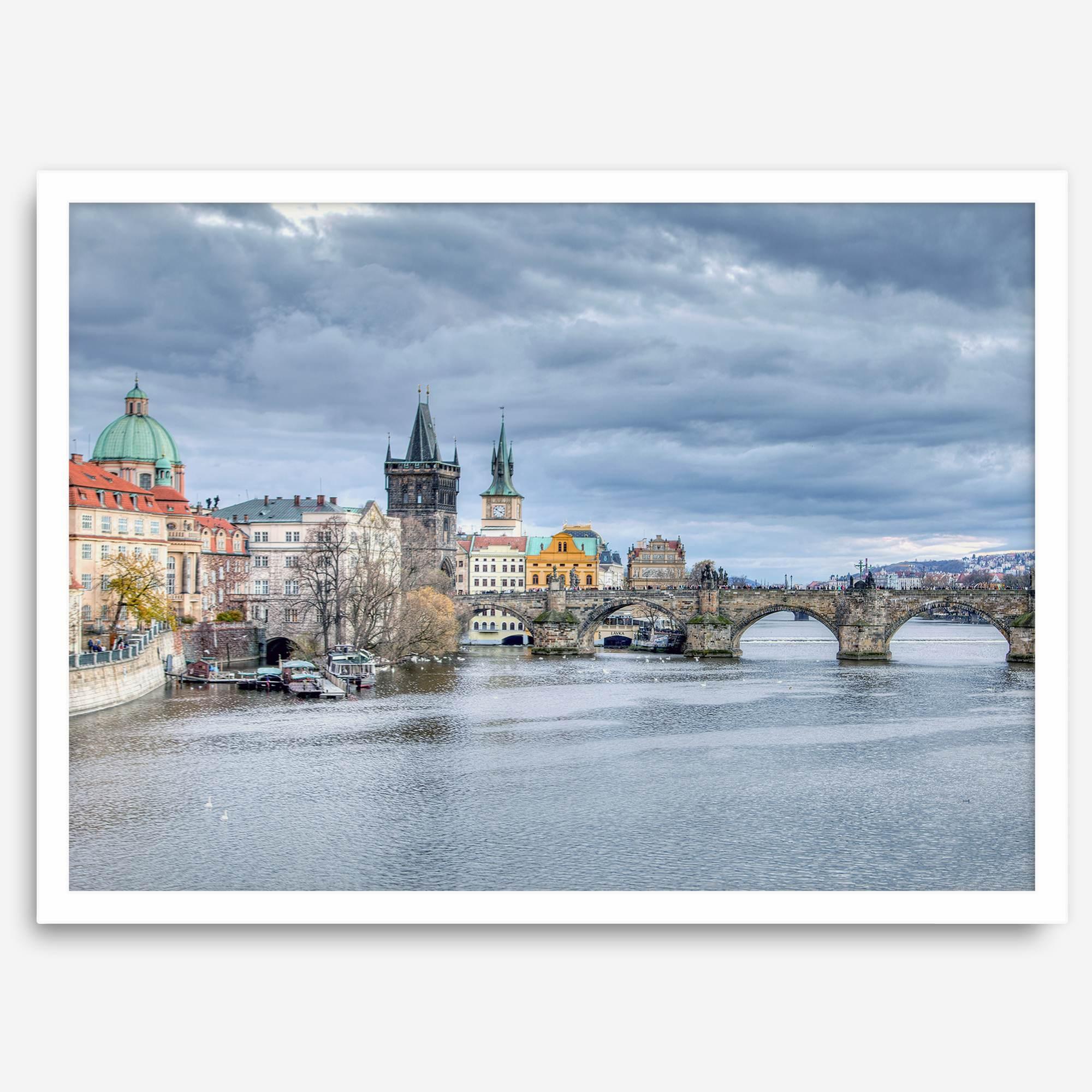 Prague Wall Art featuring Charles Bridge and Old Town skyline over the Vltava River