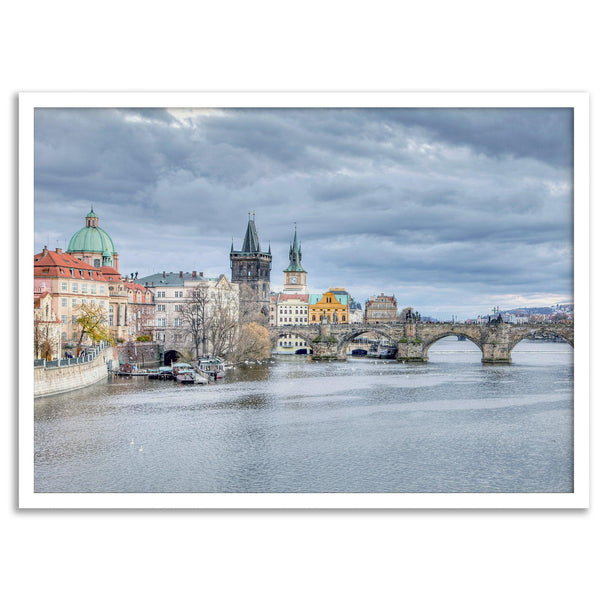 Prague Wall Art featuring Charles Bridge and Old Town skyline over the Vltava River