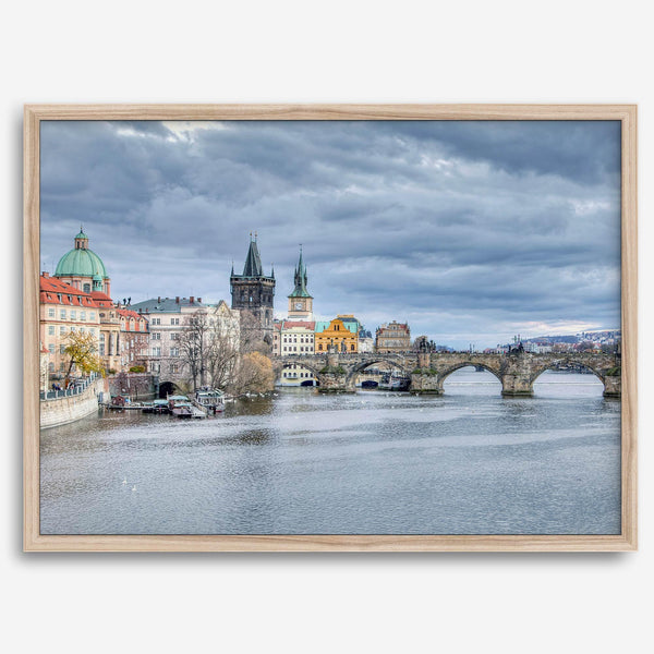 Prague Wall Art featuring Charles Bridge and Old Town skyline over the Vltava River