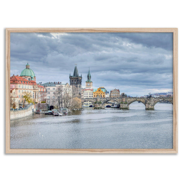 Prague Wall Art featuring Charles Bridge and Old Town skyline over the Vltava River