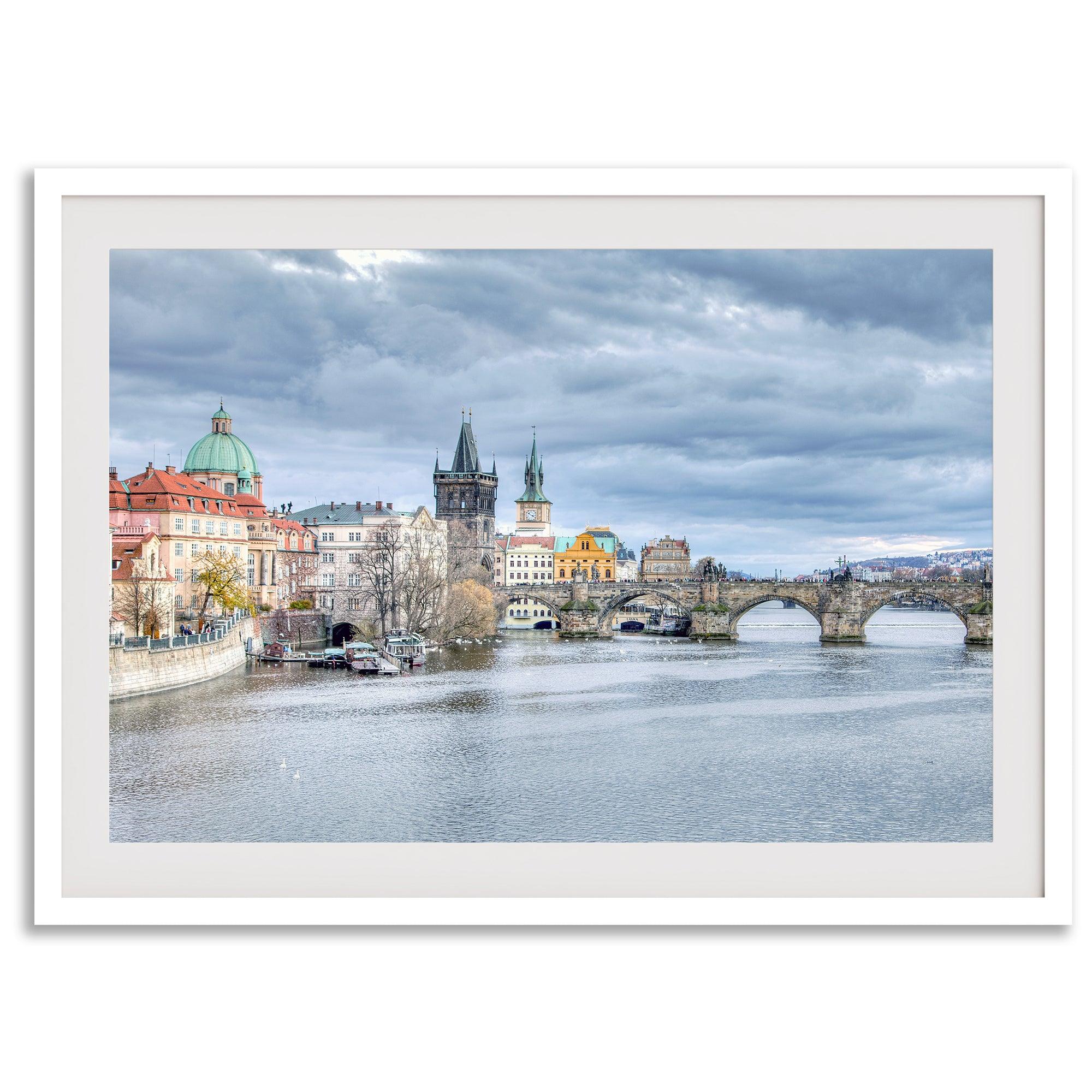 Prague Wall Art featuring Charles Bridge and Old Town skyline over the Vltava River