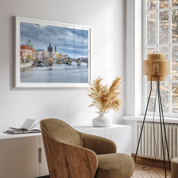 Prague Wall Art featuring Charles Bridge and Old Town skyline over the Vltava River