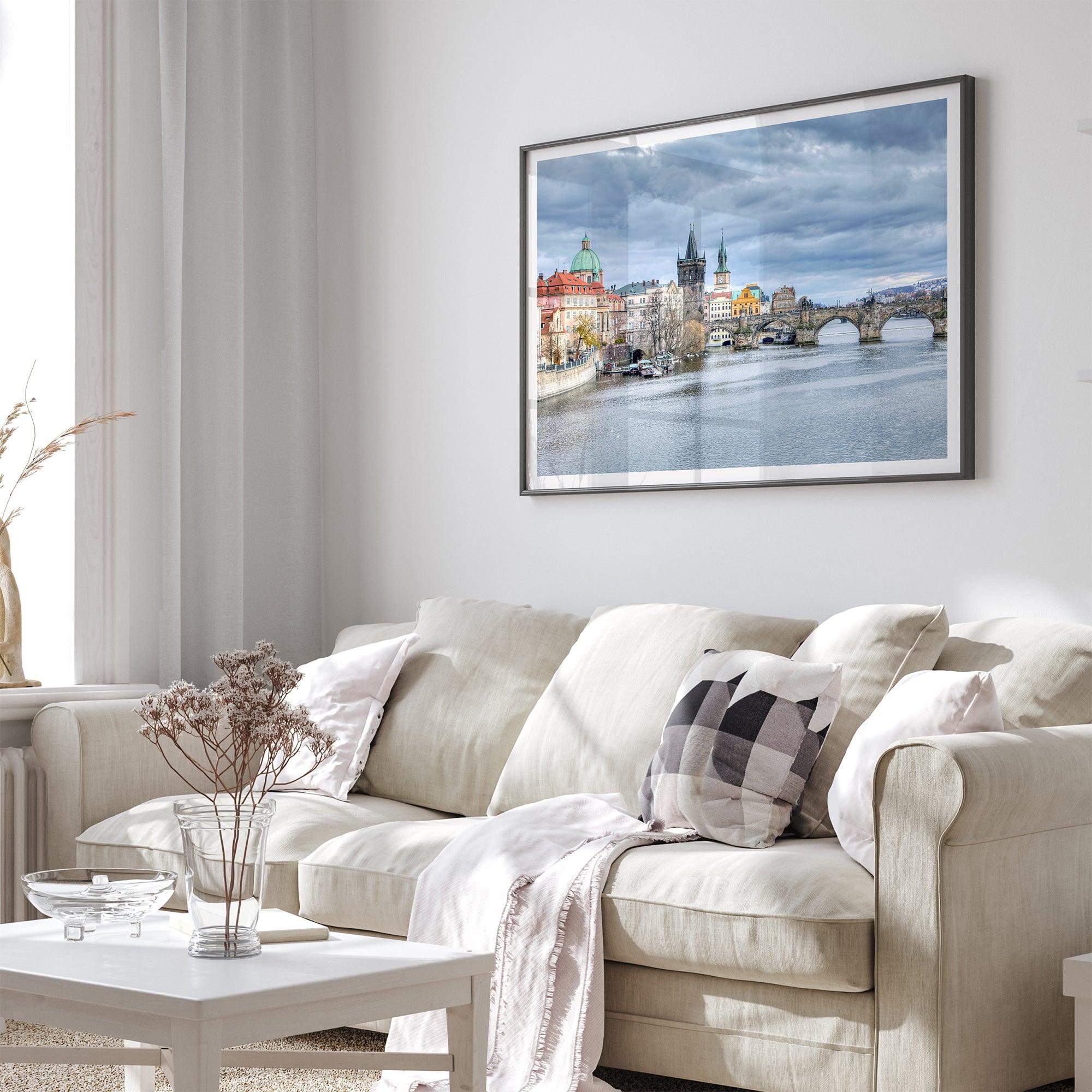 Prague Wall Art featuring Charles Bridge and Old Town skyline over the Vltava River