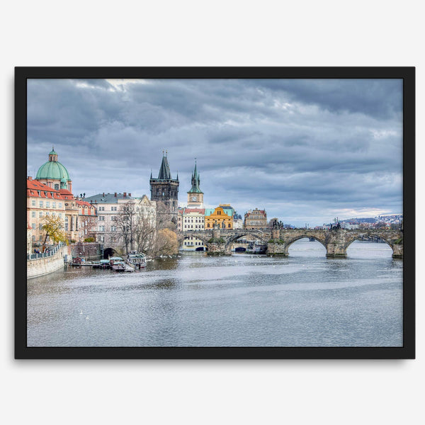 Prague Wall Art featuring Charles Bridge and Old Town skyline over the Vltava River