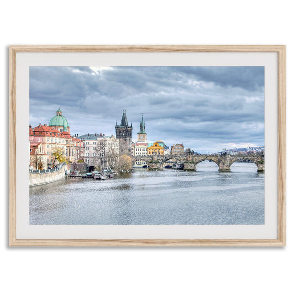 Prague Wall Art featuring Charles Bridge and Old Town skyline over the Vltava River