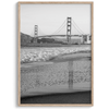 A fine art black and white print of the Golden Gate Bridge in San Francisco. This photo was taken from Baker Beach, showing the beautiful reflection of the bridge in the ocean. It is an excellent addition to your wall decor or a San Francisco gift.