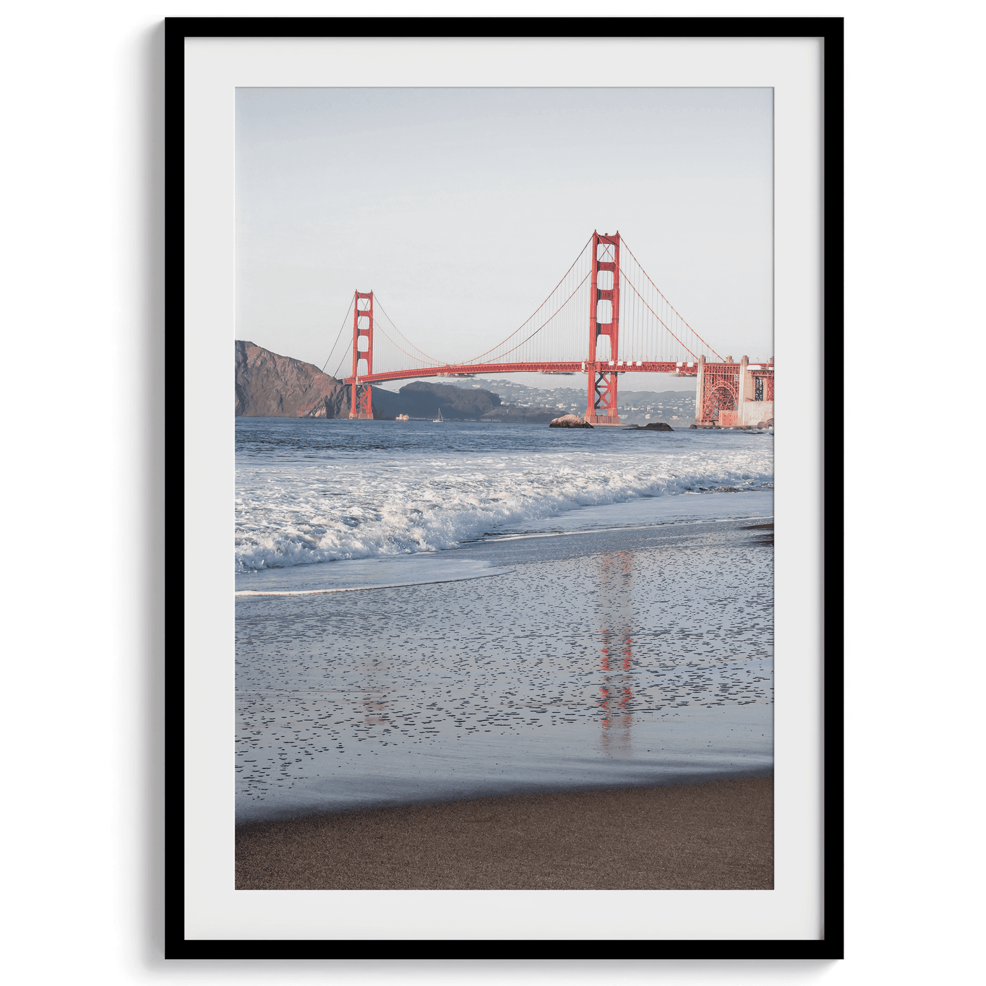 A breathtaking Golden Gate Bridge print featuring a unique view of the San Francisco Golden Gate Bridge from Baker Beach. This fine art beach print captures the iconic beauty and unique spirit of San Francisco in vibrant colors and incredible detail.