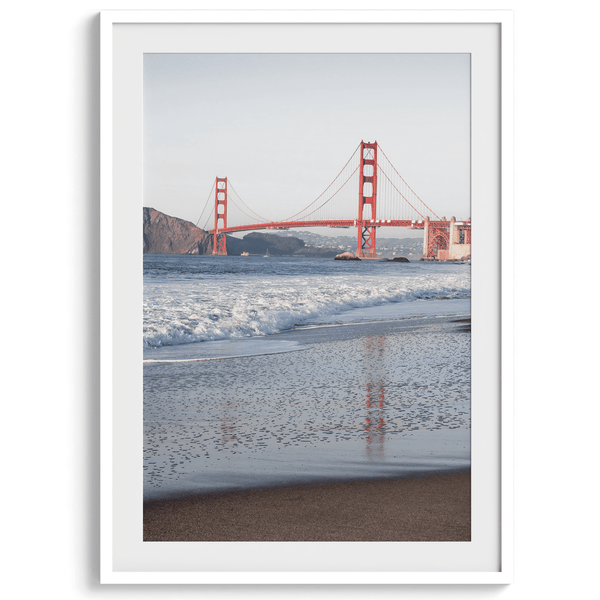 A breathtaking Golden Gate Bridge print featuring a unique view of the San Francisco Golden Gate Bridge from Baker Beach. This fine art beach print captures the iconic beauty and unique spirit of San Francisco in vibrant colors and incredible detail.
