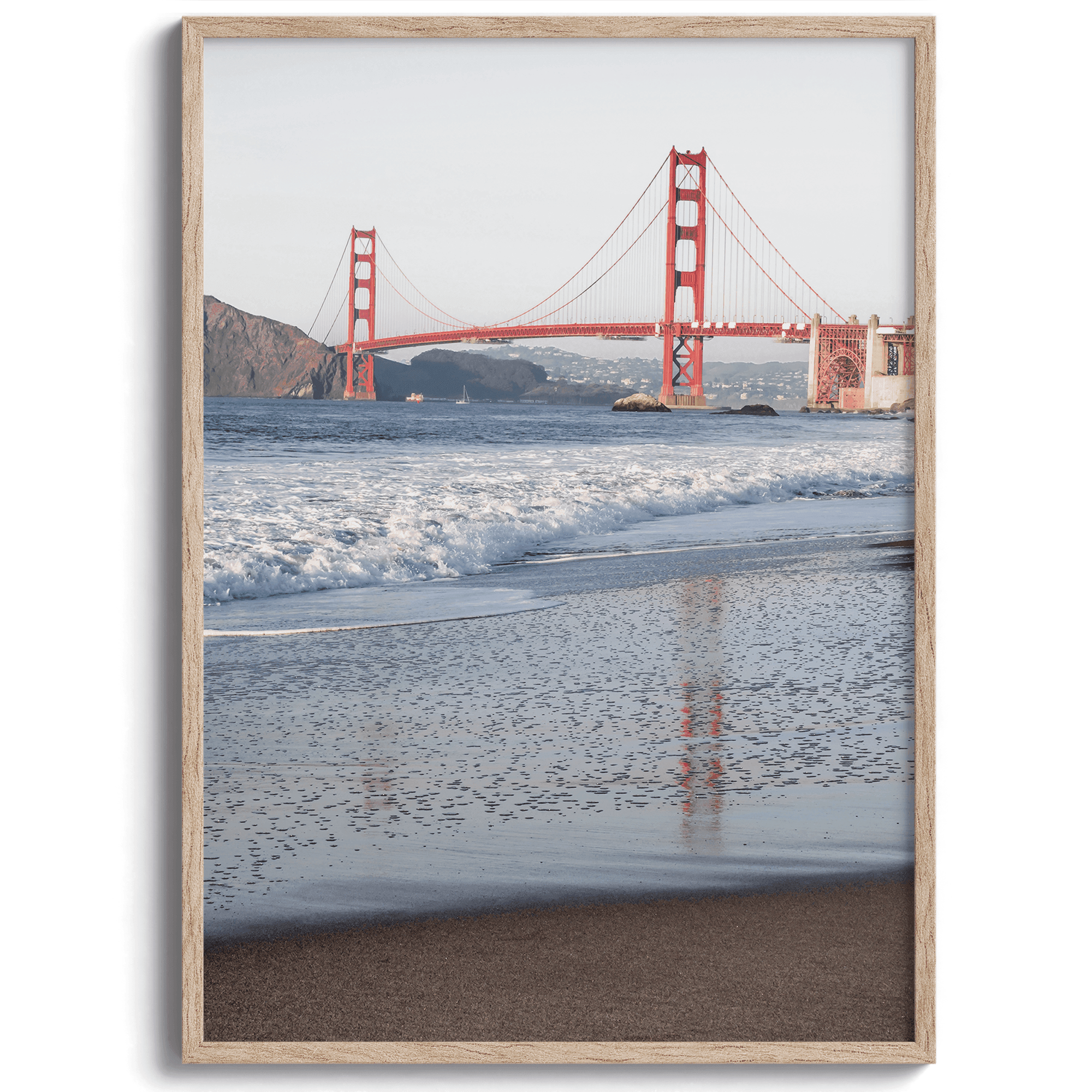 A breathtaking Golden Gate Bridge print featuring a unique view of the San Francisco Golden Gate Bridge from Baker Beach. This fine art beach print captures the iconic beauty and unique spirit of San Francisco in vibrant colors and incredible detail.