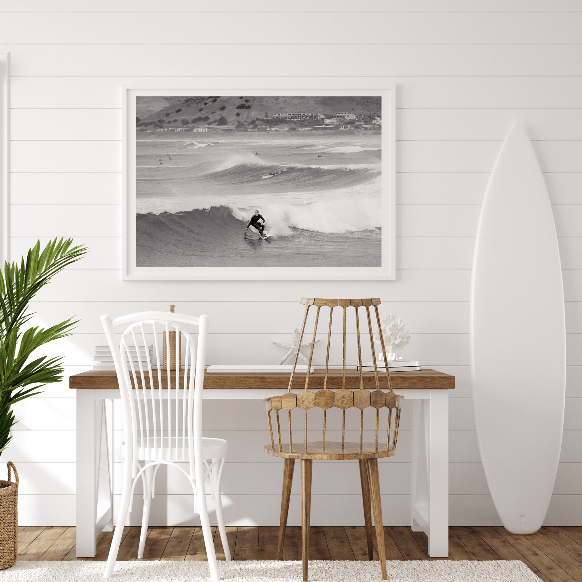 California Surfers Fine Art Print - Coastal Black and White Surfing Wall Art, Framed or Unframed Surf Photography Poster for Home Decor