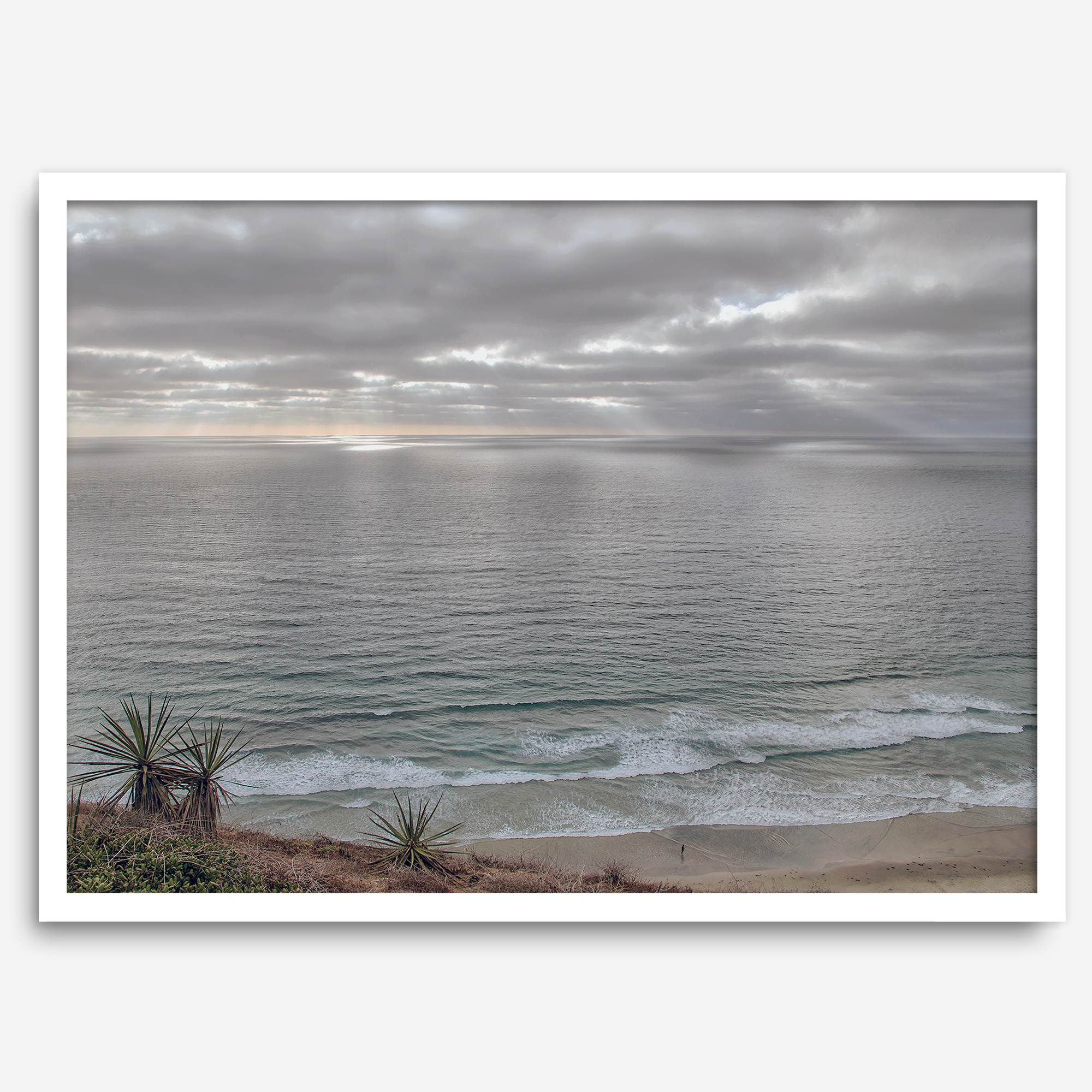 Fine art seascape print capturing calm ocean light and textures from San Diego’s coastline.