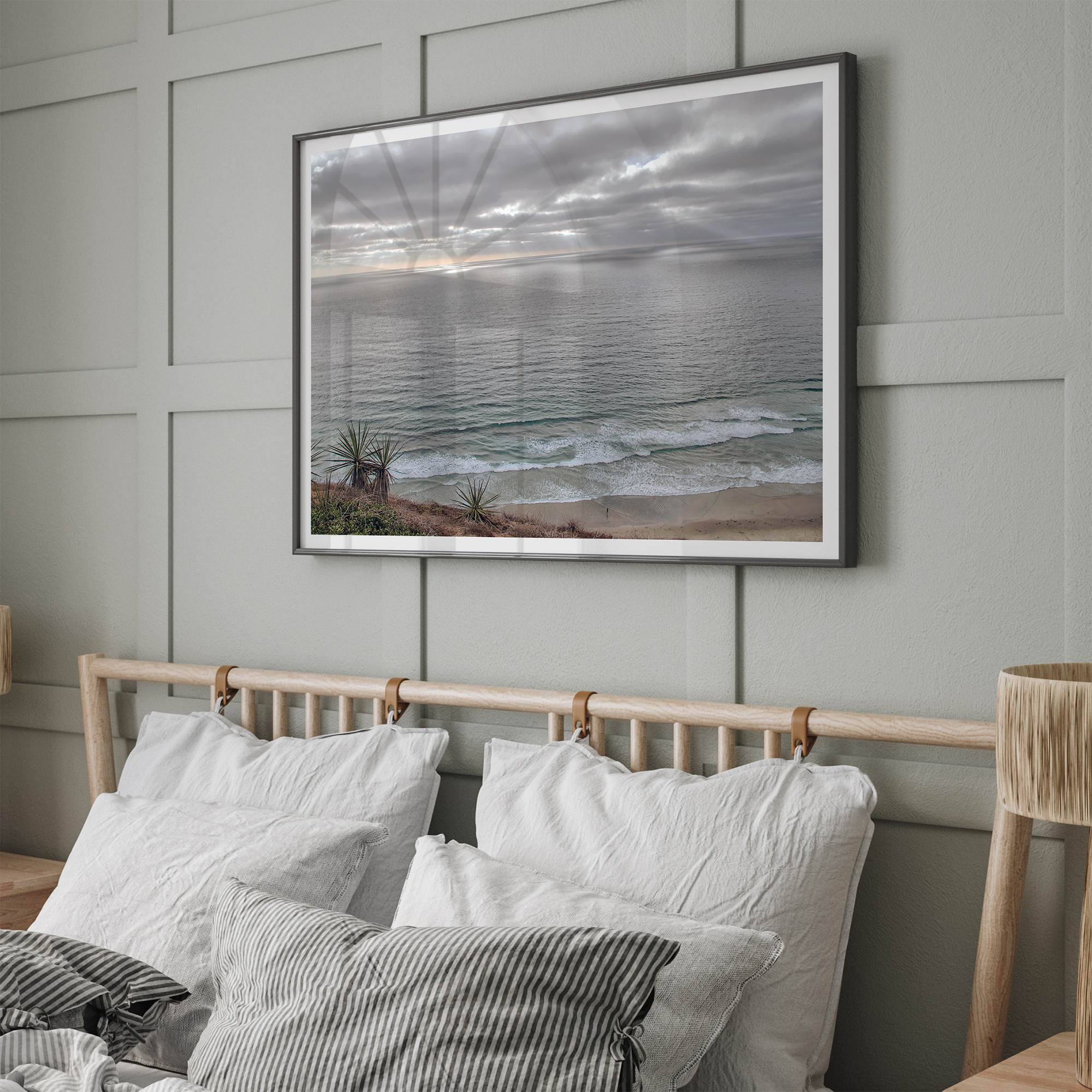 Fine art seascape print capturing calm ocean light and textures from San Diego’s coastline.