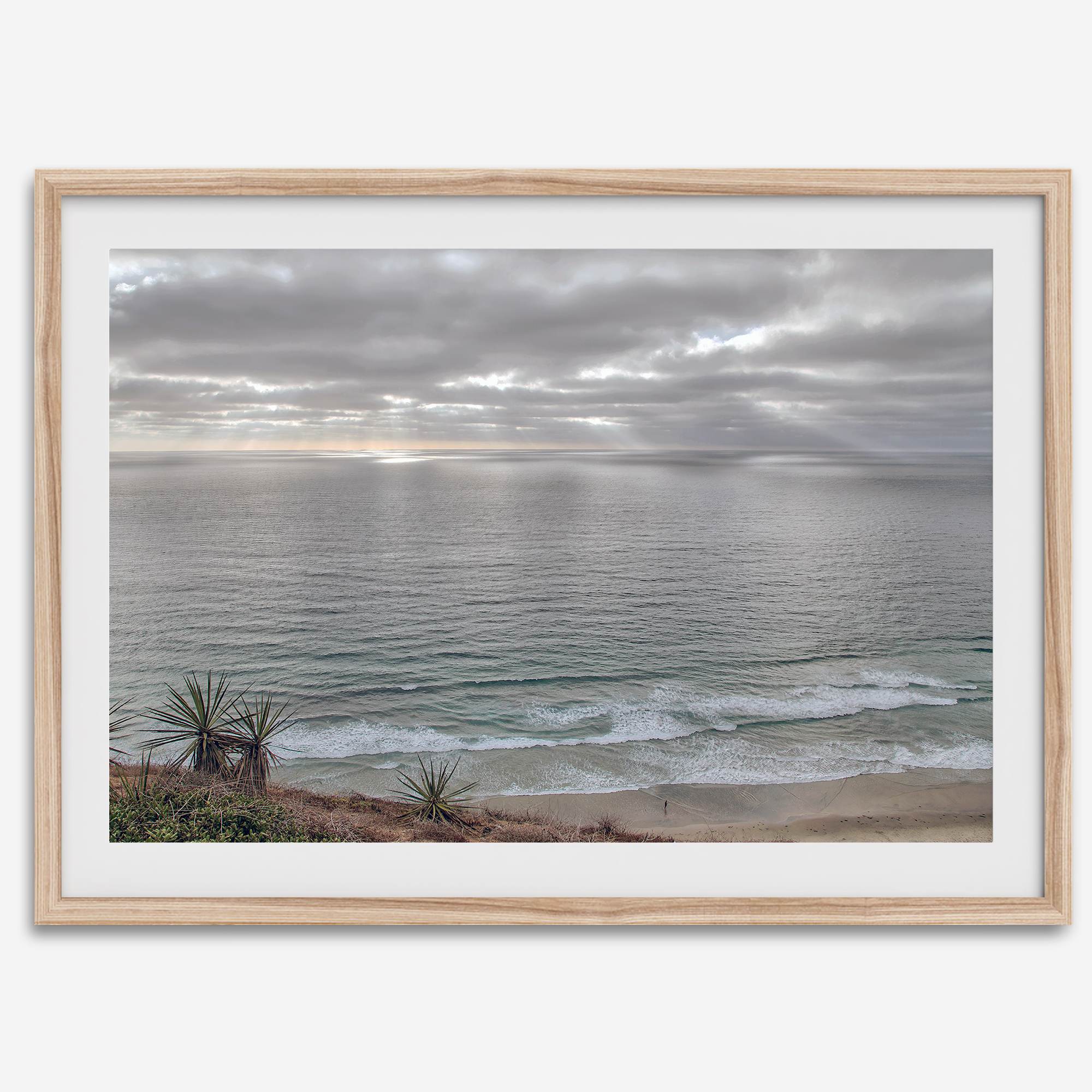 Fine art seascape print capturing calm ocean light and textures from San Diego’s coastline.