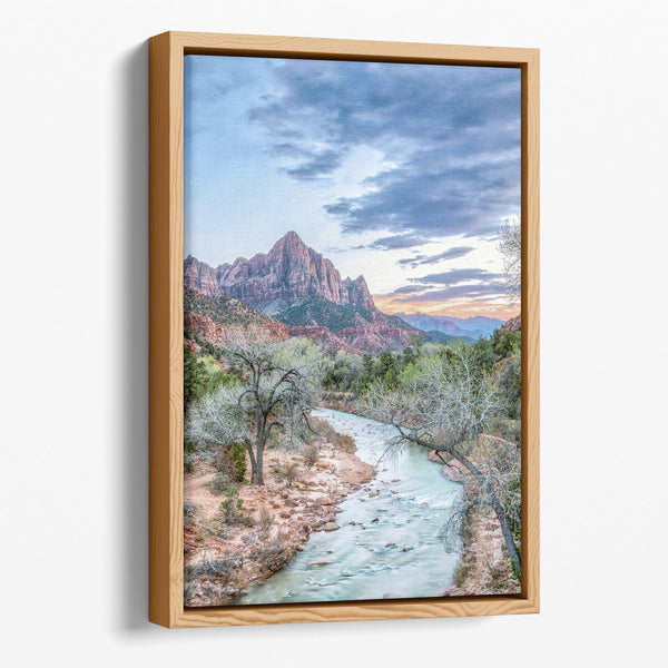 Zion wall art set featuring three color prints of Zion National Park landscapes, available framed or on canvas.