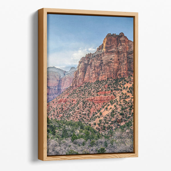 Zion wall art set featuring three color prints of Zion National Park landscapes, available framed or on canvas.