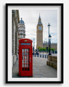 Big Ben wall art featuring London clock tower and red phone booth, fine art photography
