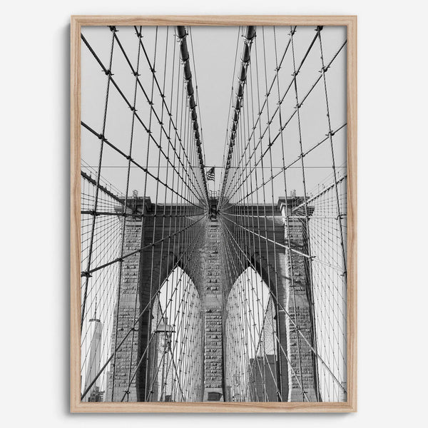 Elegant brooklyn bridge print with detailed steel structure, suited for modern office or home gallery
