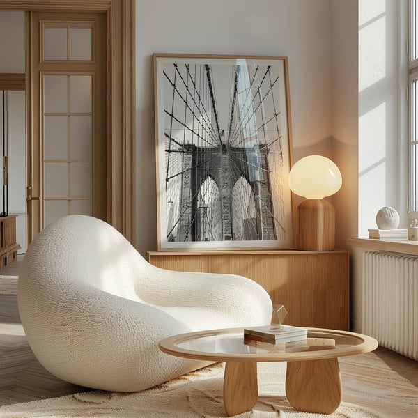 Elegant brooklyn bridge print with detailed steel structure, suited for modern office or home gallery
