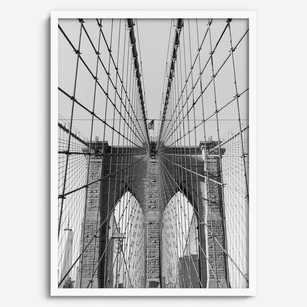 Elegant brooklyn bridge print with detailed steel structure, suited for modern office or home gallery
