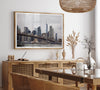 New York skyline print featuring Brooklyn Bridge, contemporary cityscape wall art.