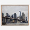 New York skyline print featuring Brooklyn Bridge, contemporary cityscape wall art.
