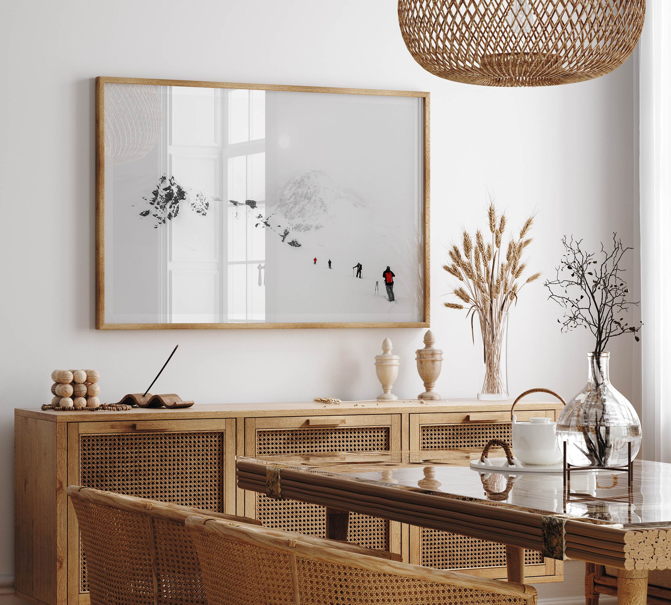 Denali Alaska snow mountain photography - fine art winter landscape print in modern Scandi style.