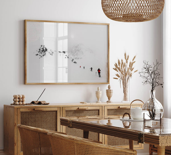 Denali Alaska snow mountain photography - fine art winter landscape print in modern Scandi style.