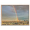 Desert landscape artwork of a rainbow over Arizona sand dunes with distant mountains