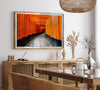 Framed photograph of the Fushimi Inari Torii Gates in Kyoto, Japan, showcasing vibrant vermilion gates.