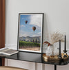 Fine art hot air balloon photography print above Napa Valley vineyards in Yountville.