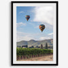 Fine art hot air balloon photography print above Napa Valley vineyards in Yountville.